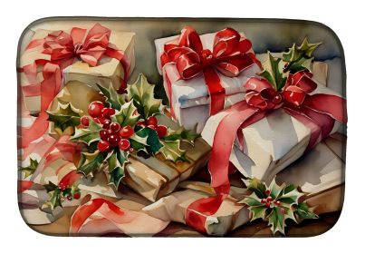 Christmas Bows & Ribbons Dish Drying Mat Absorbent Dish Drying Mat Pad for Kitchen Counter Dish Drainer Mat for Countertop, 14 x 21", Multicolor