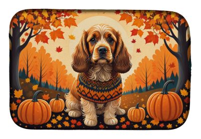 Cocker Spaniel Fall Dish Drying Mat Absorbent Dish Drying Mat Pad for Kitchen Counter Dish Drainer Mat for Countertop, 14 x 21", Multicolor