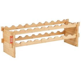 VEVOR 18 Bottle Stackable Modular Wine Rack, 2-Tier Solid Bamboo Wood Storage Racks, Floor Freestanding Wines Holder Display Shelf